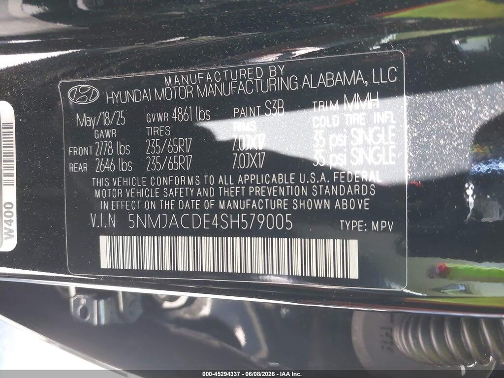 5NMJACDE4SH579005 2025 HYUNDAI TUCSON photo no. 9
