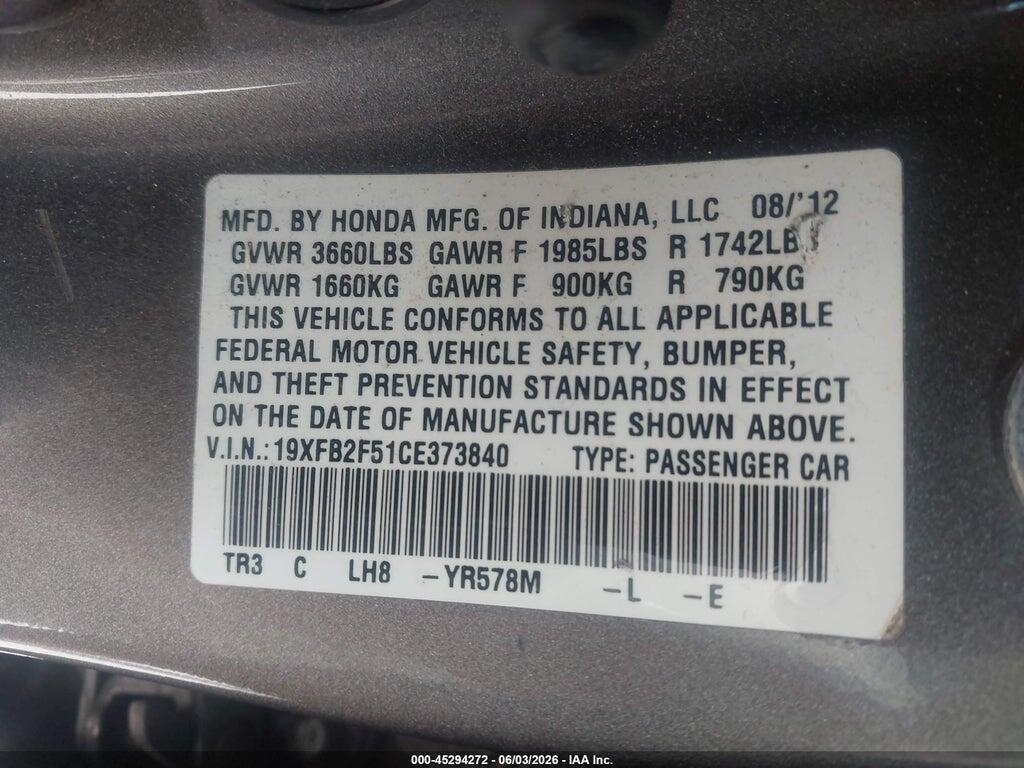 19XFB2F51CE373840 2012 HONDA CIVIC photo no. 9