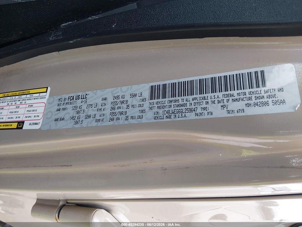 1C4BJWEG6GL259647 2016 JEEP WRANGLER UNLIMITED photo no. 9