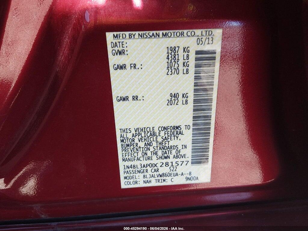 1N4BL3AP0DC281577 2013 NISSAN ALTIMA photo no. 9