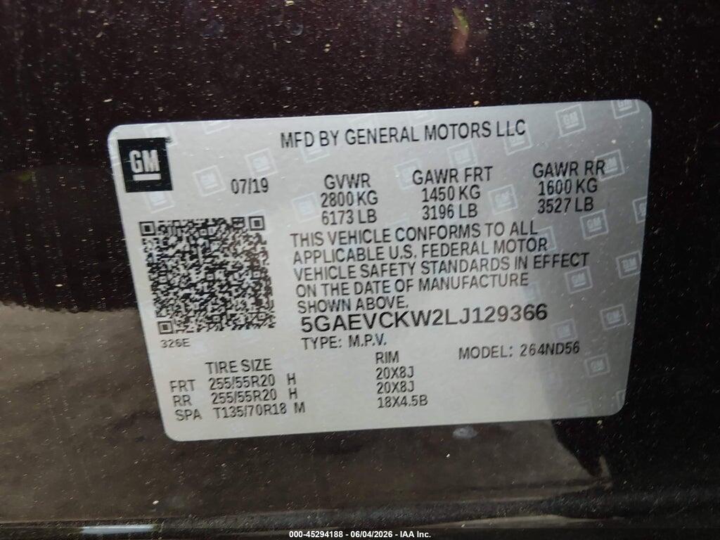 5GAEVCKW2LJ129366 2020 BUICK ENCLAVE photo no. 9