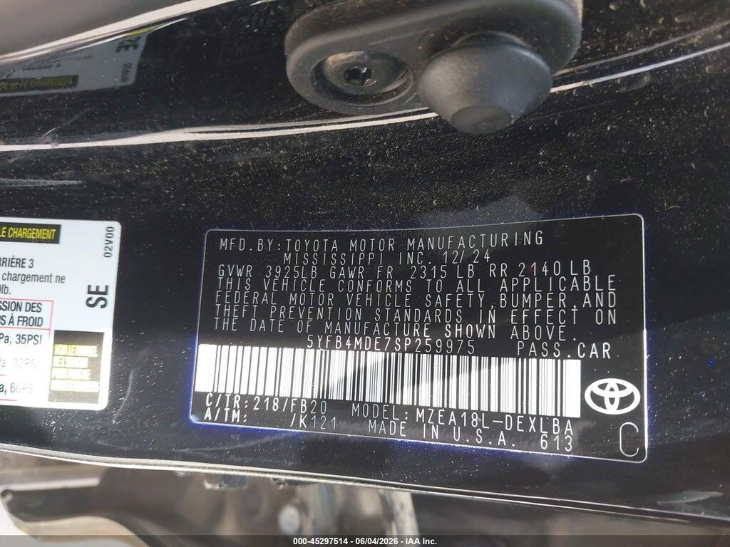 5YFB4MDE7SP259975 2025 TOYOTA COROLLA photo no. 9