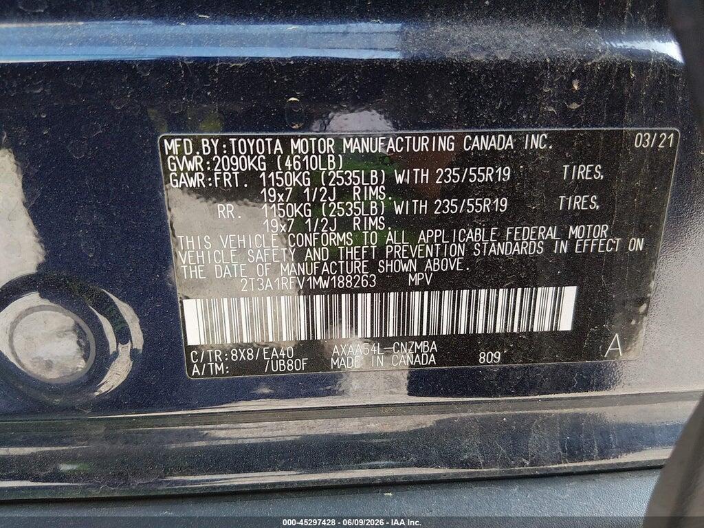 2T3A1RFV1MW188263 2021 TOYOTA RAV4 photo no. 9
