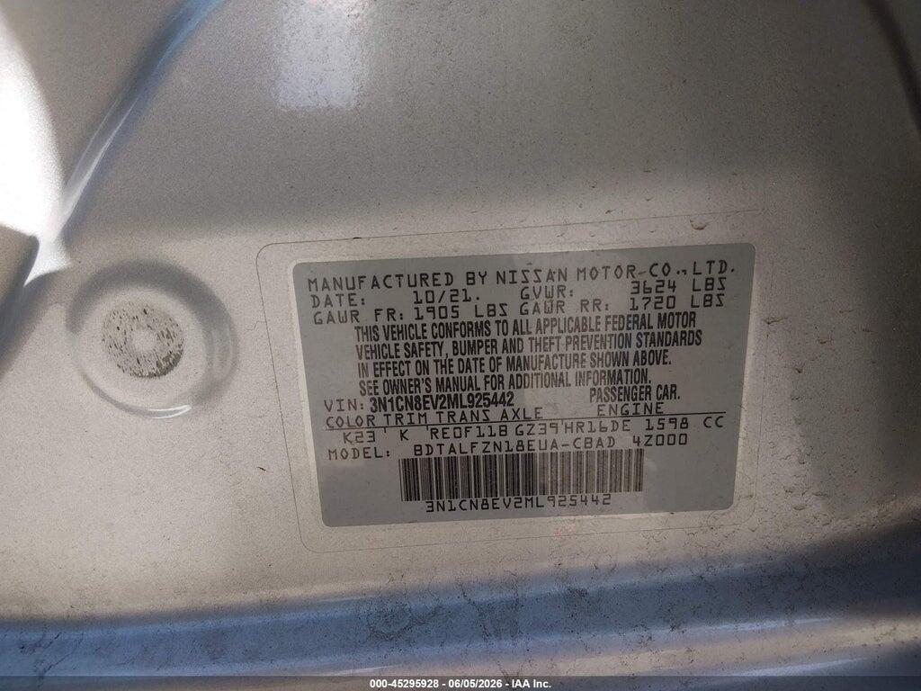 3N1CN8EV2ML925442 2021 NISSAN VERSA photo no. 9