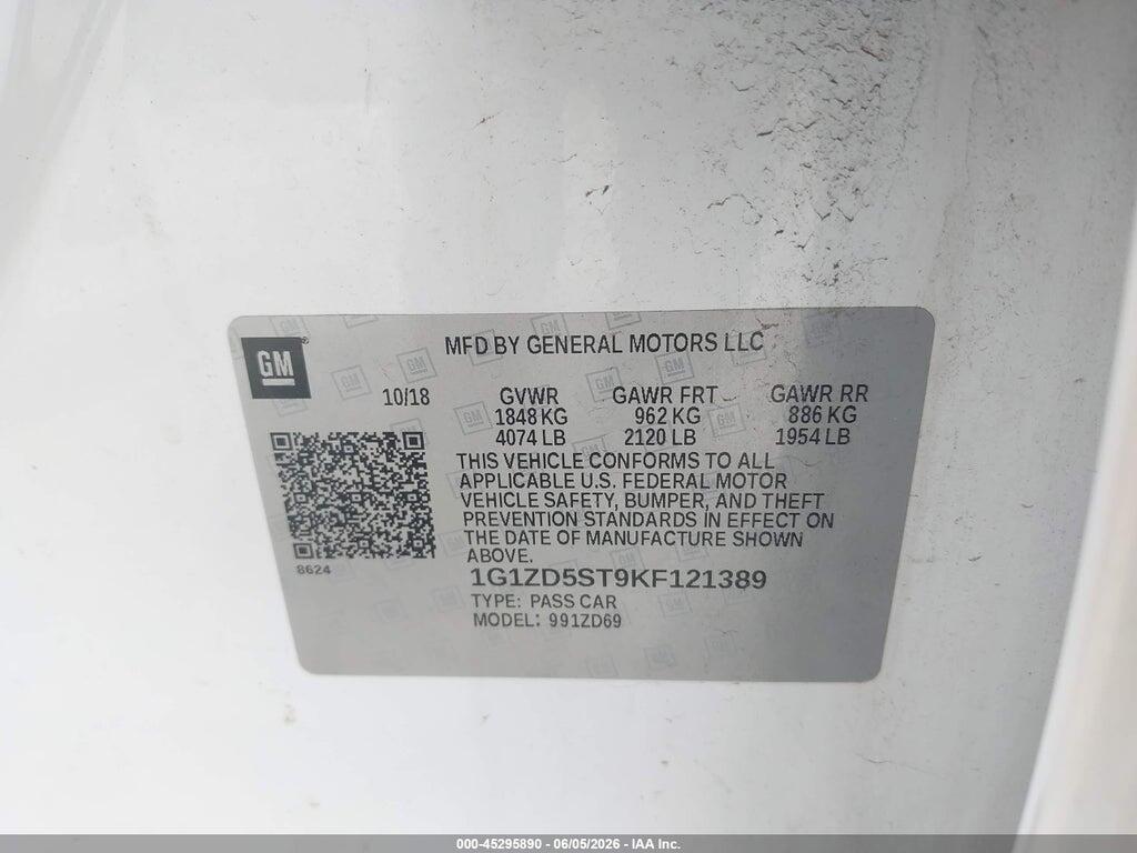 1G1ZD5ST9KF121389 2019 CHEVROLET MALIBU photo no. 9