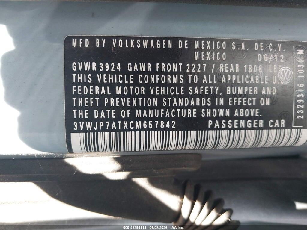 3VWJP7ATXCM657842 2012 VOLKSWAGEN BEETLE photo no. 9