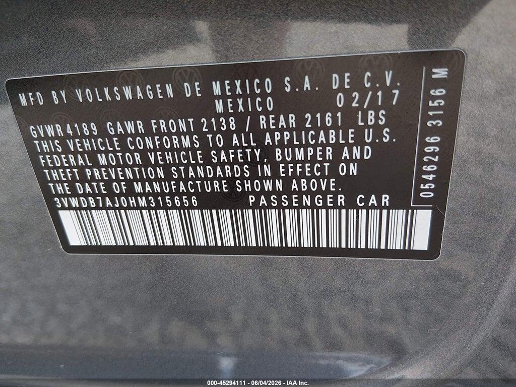 3VWDB7AJ0HM315656 2017 VOLKSWAGEN JETTA photo no. 9