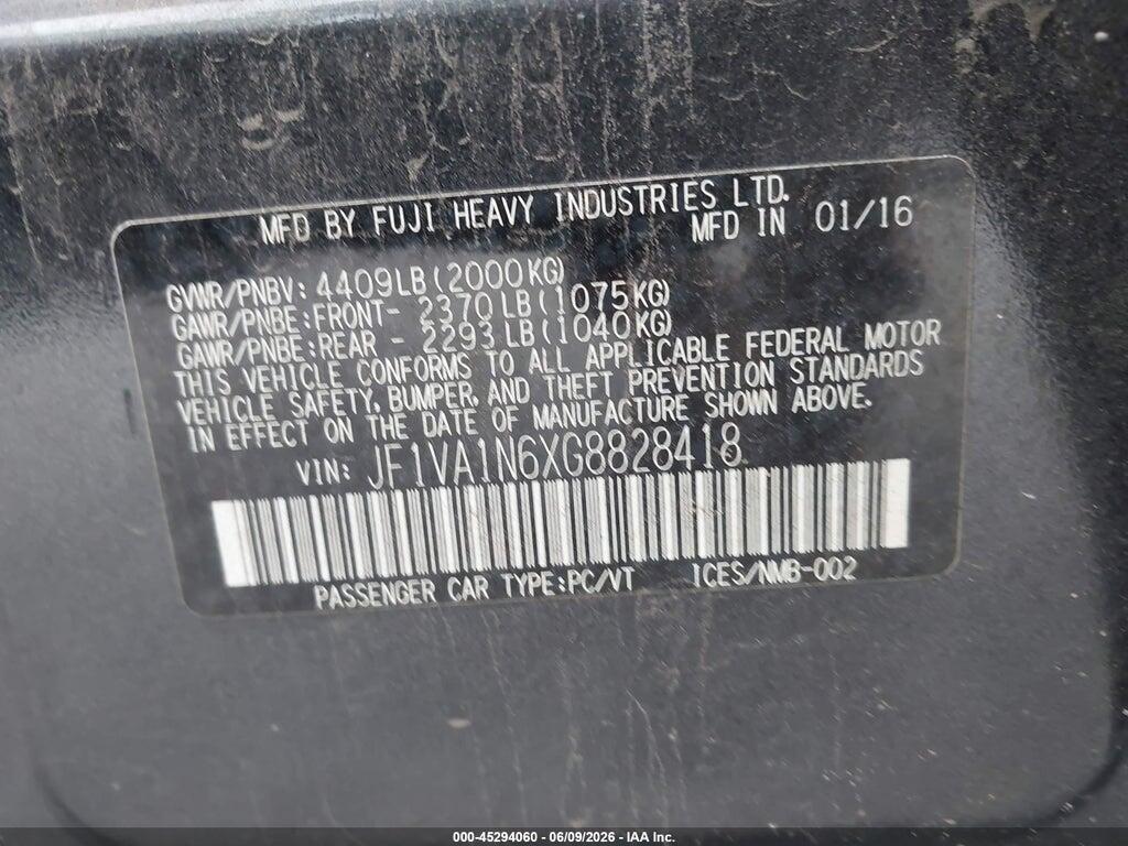JF1VA1N6XG8828418 2016 SUBARU WRX photo no. 9