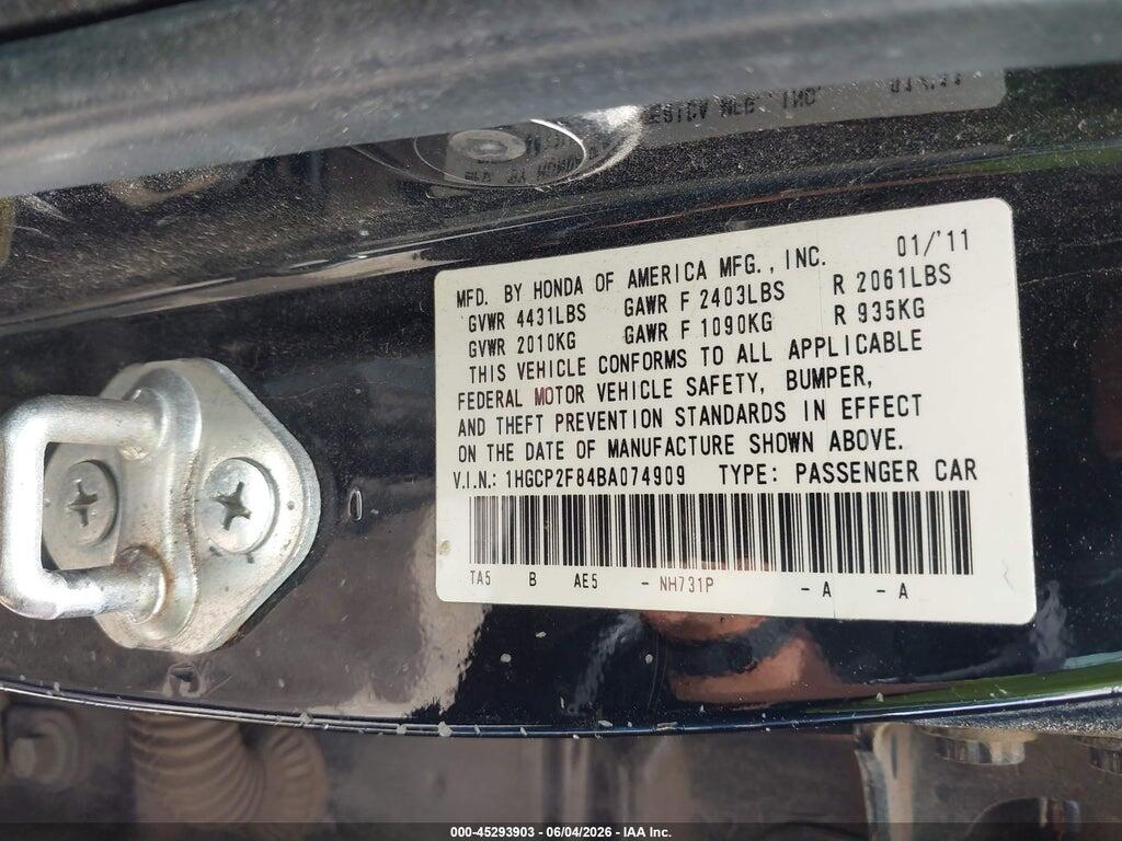 1HGCP2F84BA074909 2011 HONDA ACCORD photo no. 9