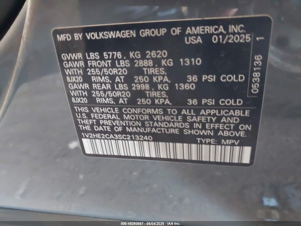 1V2HE2CA3SC213240 2025 VOLKSWAGEN ATLAS CROSS SPORT photo no. 9