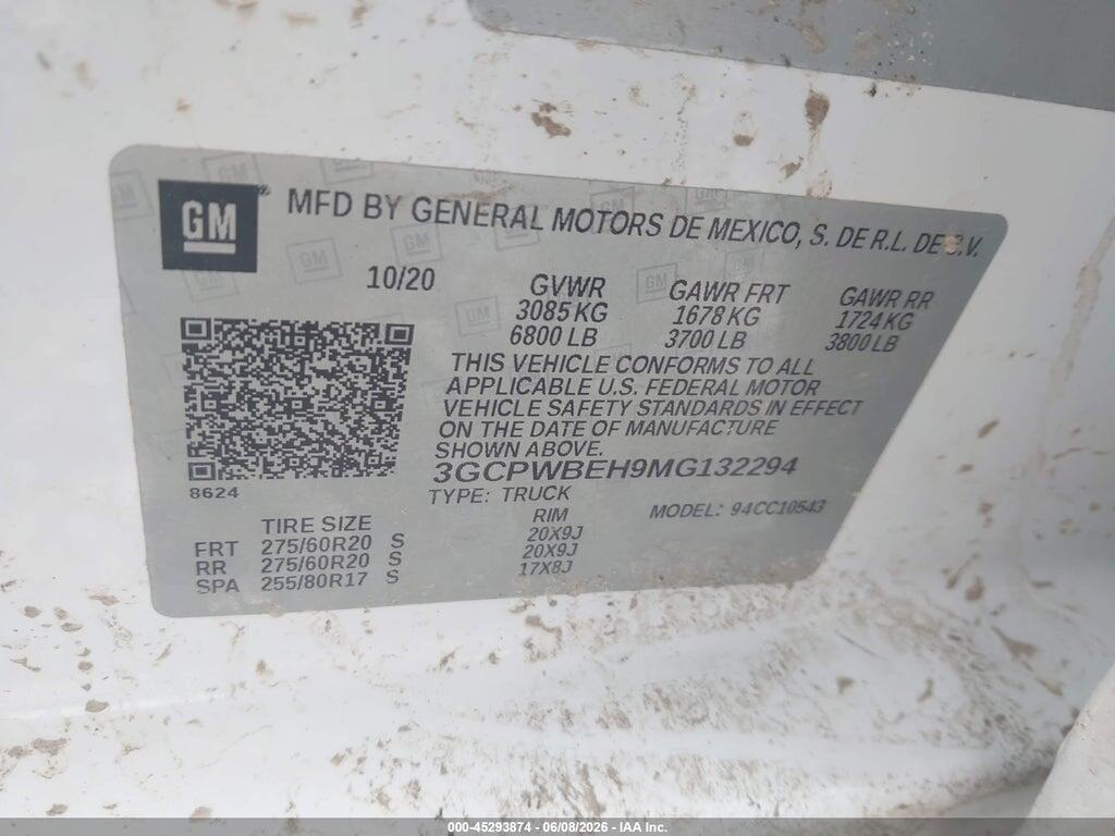 3GCPWBEH9MG132294 2021 CHEVROLET SILVERADO 1500 photo no. 9