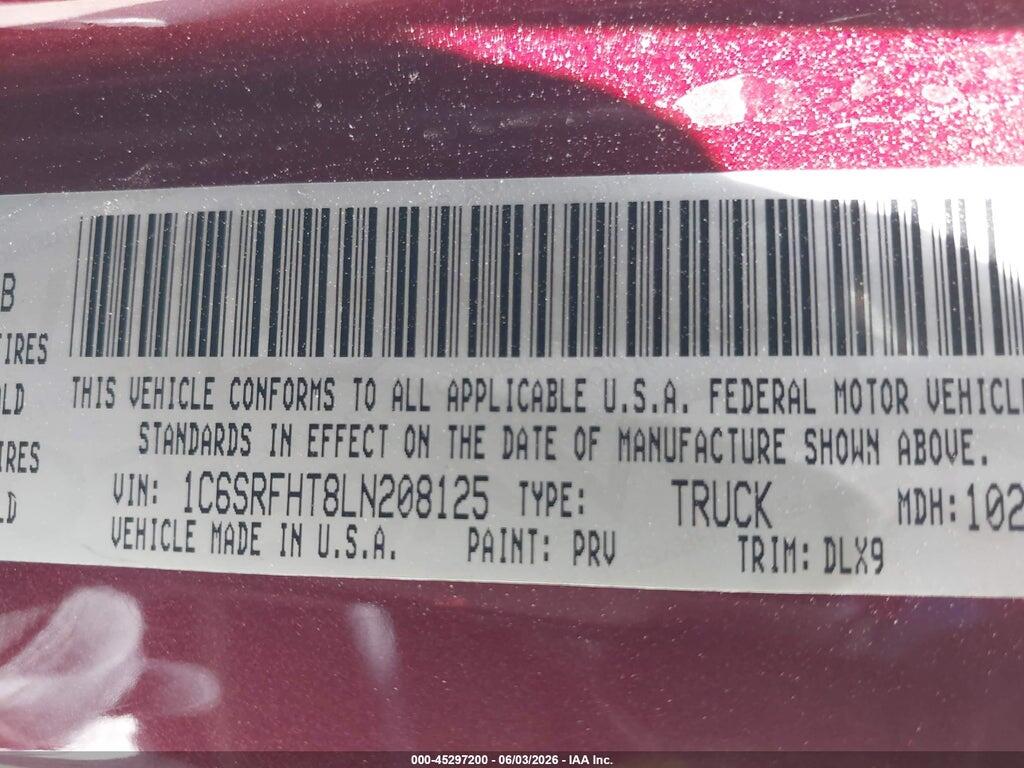 1C6SRFHT8LN208125 2020 RAM 1500 photo no. 9