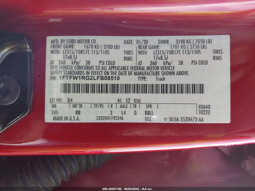 1FTFW1RG2LFB08510 2020 FORD F-150 photo no. 9