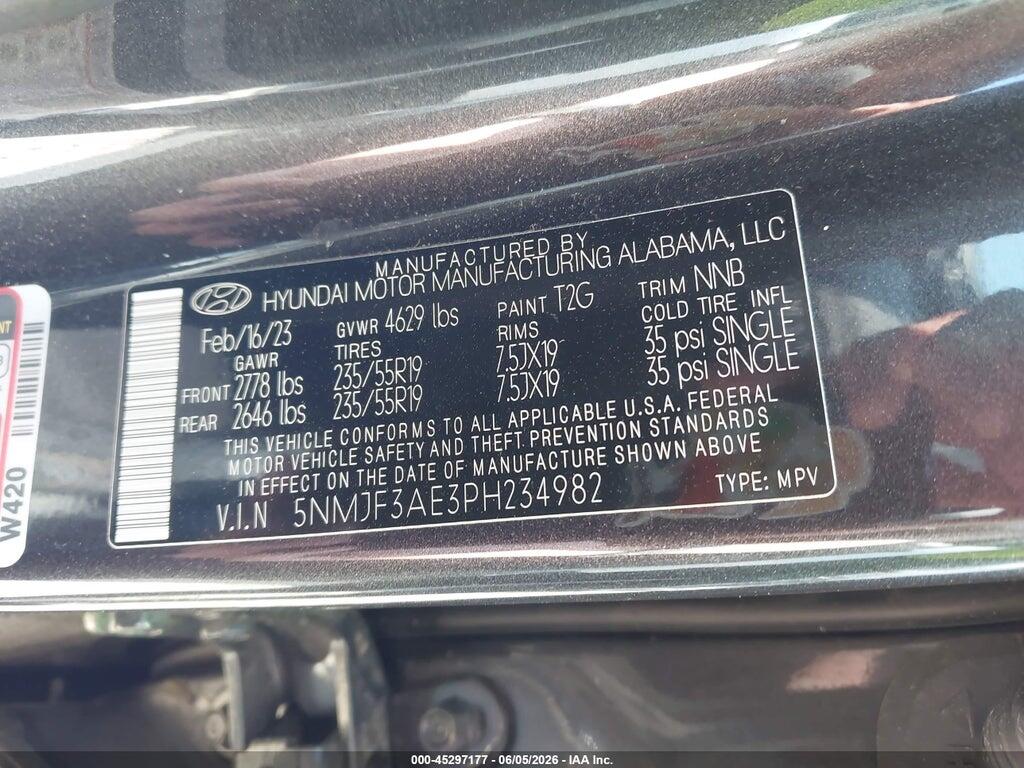 5NMJF3AE3PH234982 2023 HYUNDAI TUCSON photo no. 9