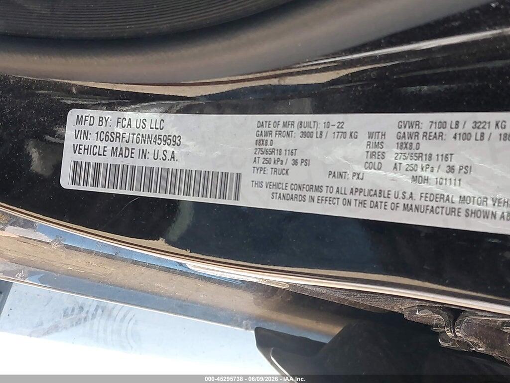 1C6SRFJT6NN459593 2022 RAM 1500 photo no. 9
