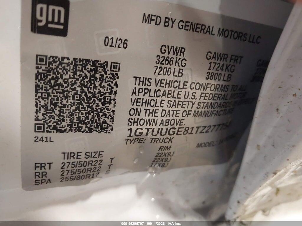 1GTUUGE81TZ277754 2026 GMC SIERRA 1500 photo no. 9