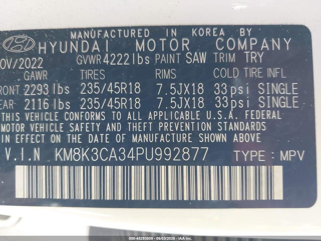 KM8K3CA34PU992877 2023 HYUNDAI KONA photo no. 9