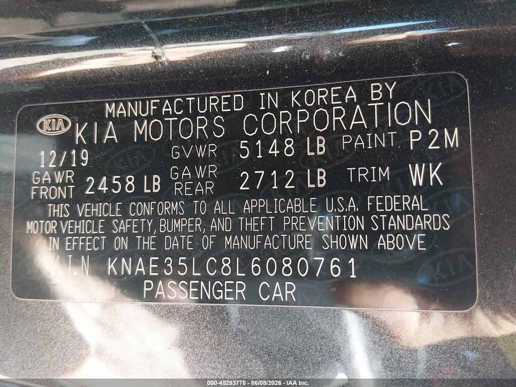 KNAE35LC8L6080761 2020 KIA STINGER photo no. 9