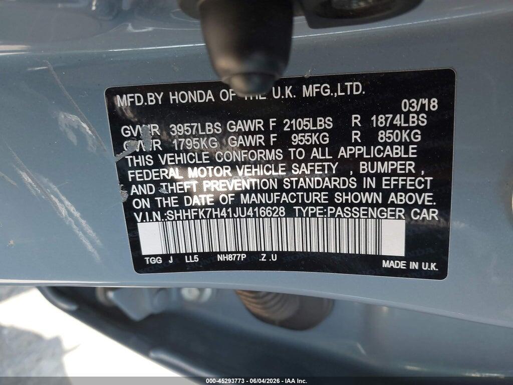 SHHFK7H41JU416628 2018 HONDA CIVIC photo no. 9