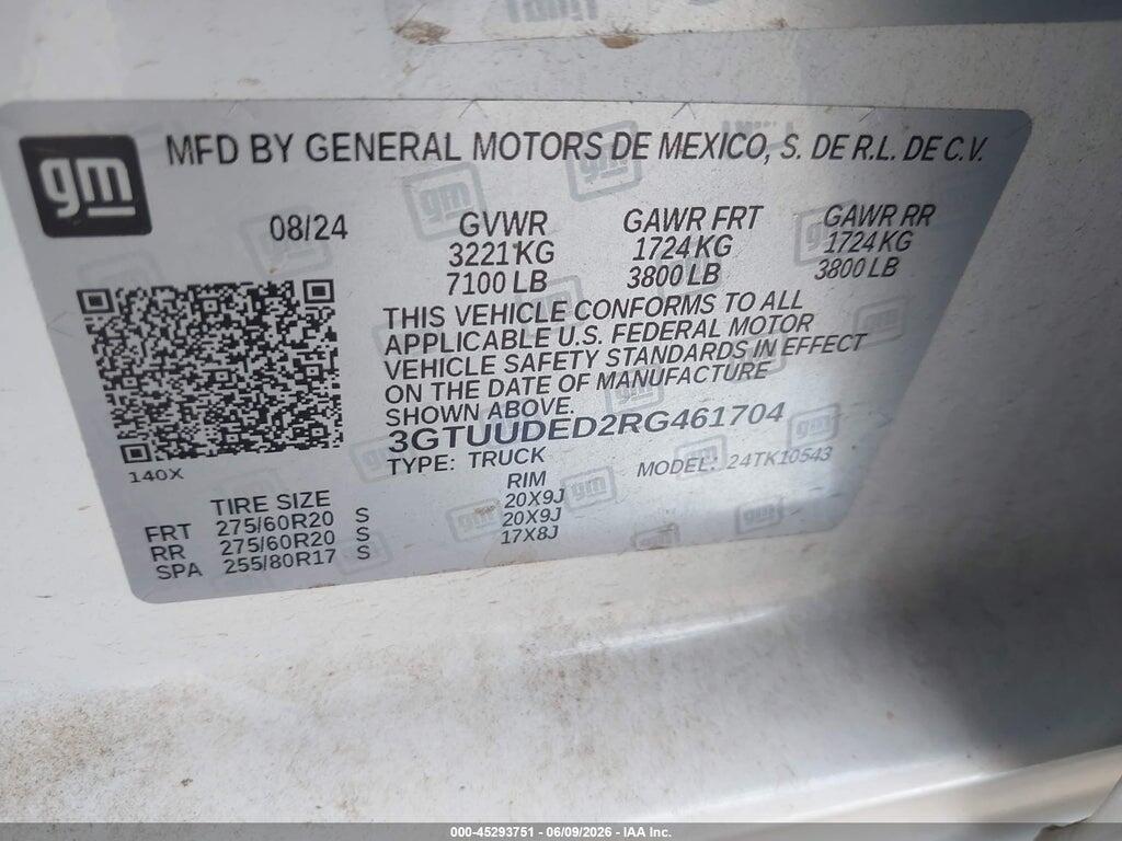 3GTUUDED2RG461704 2024 GMC SIERRA 1500 photo no. 9