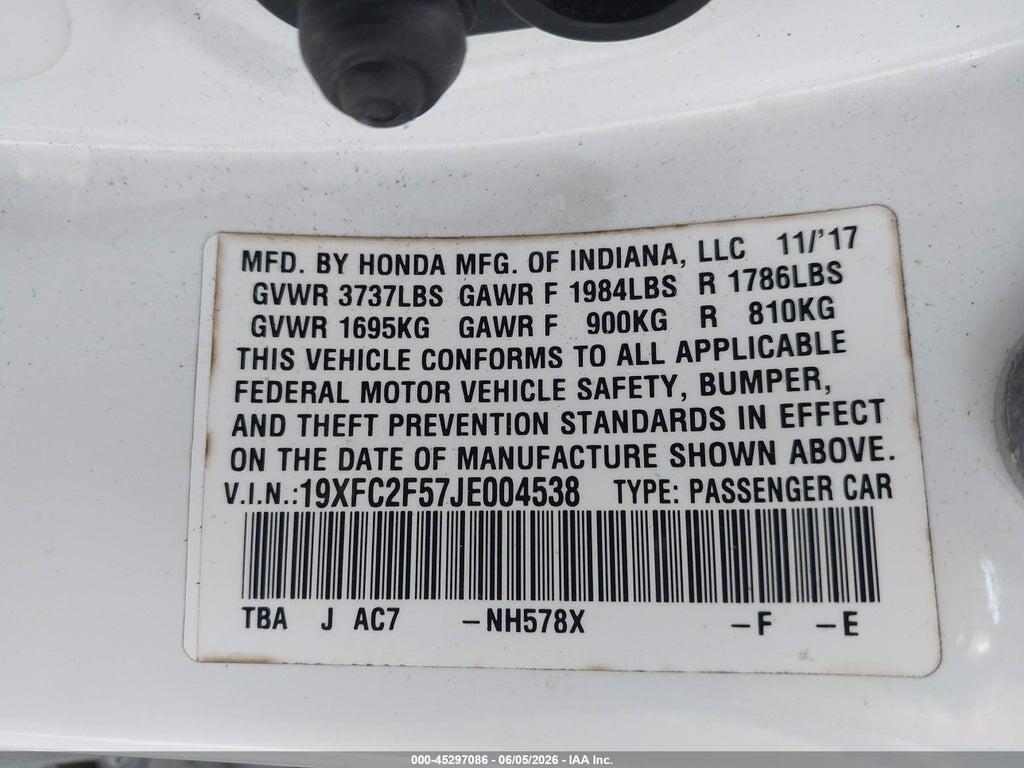 19XFC2F57JE004538 2018 HONDA CIVIC photo no. 9