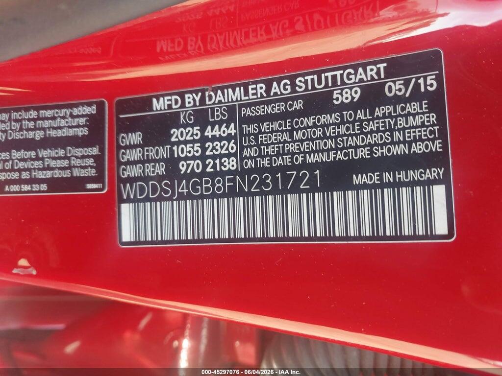 WDDSJ4GB8FN231721 2015 MERCEDES-BENZ CLA 250 photo no. 9