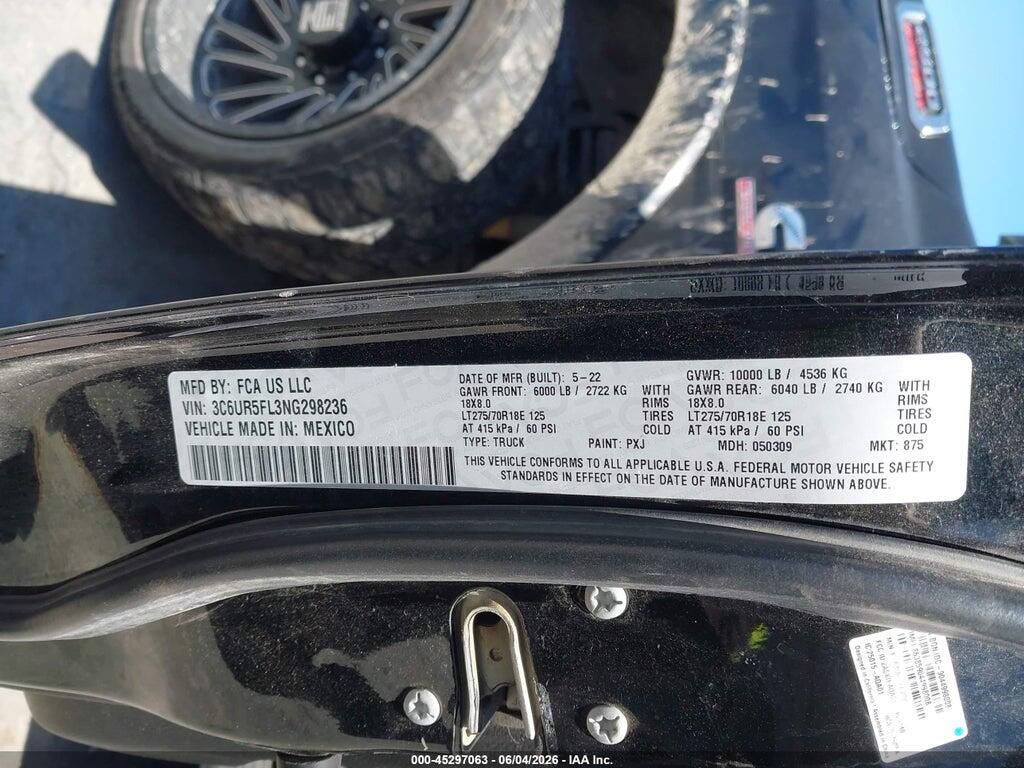 3C6UR5FL3NG298236 2022 RAM 2500 photo no. 9