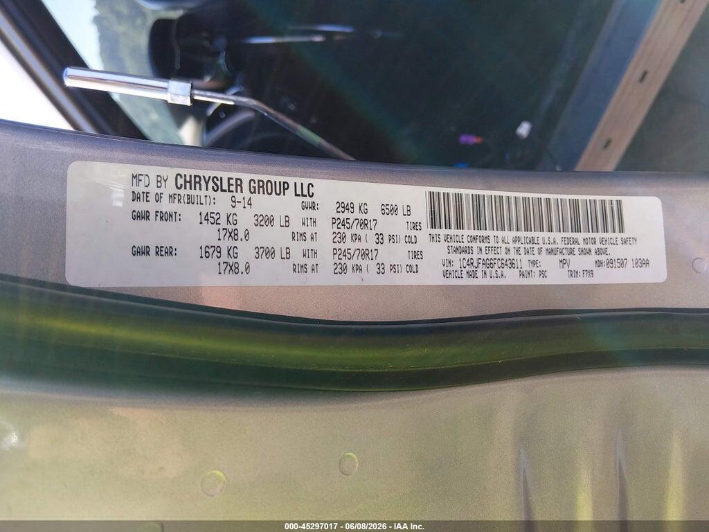 1C4RJFAG6FC643611 2015 JEEP GRAND CHEROKEE photo no. 9