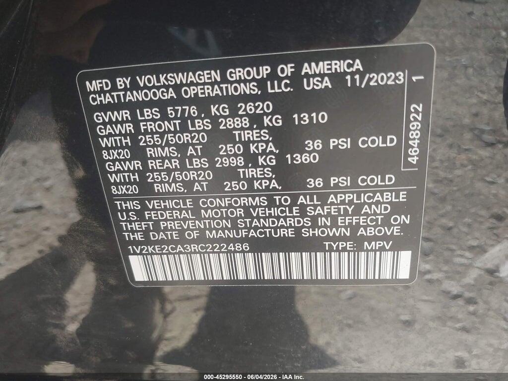 1V2KE2CA3RC222486 2024 VOLKSWAGEN ATLAS CROSS SPORT photo no. 9