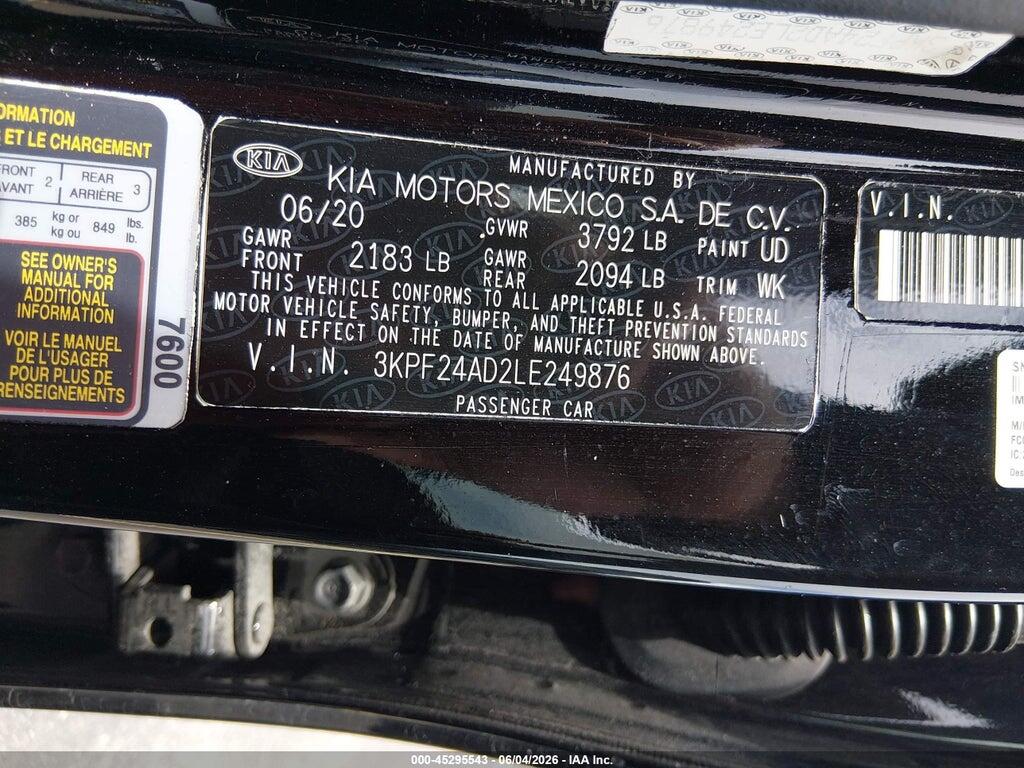 3KPF24AD2LE249876 2020 KIA FORTE photo no. 9