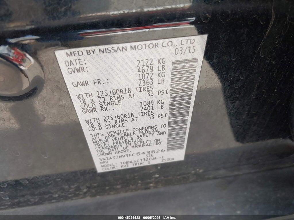 5N1AT2MV3FC843626 2015 NISSAN ROGUE photo no. 9
