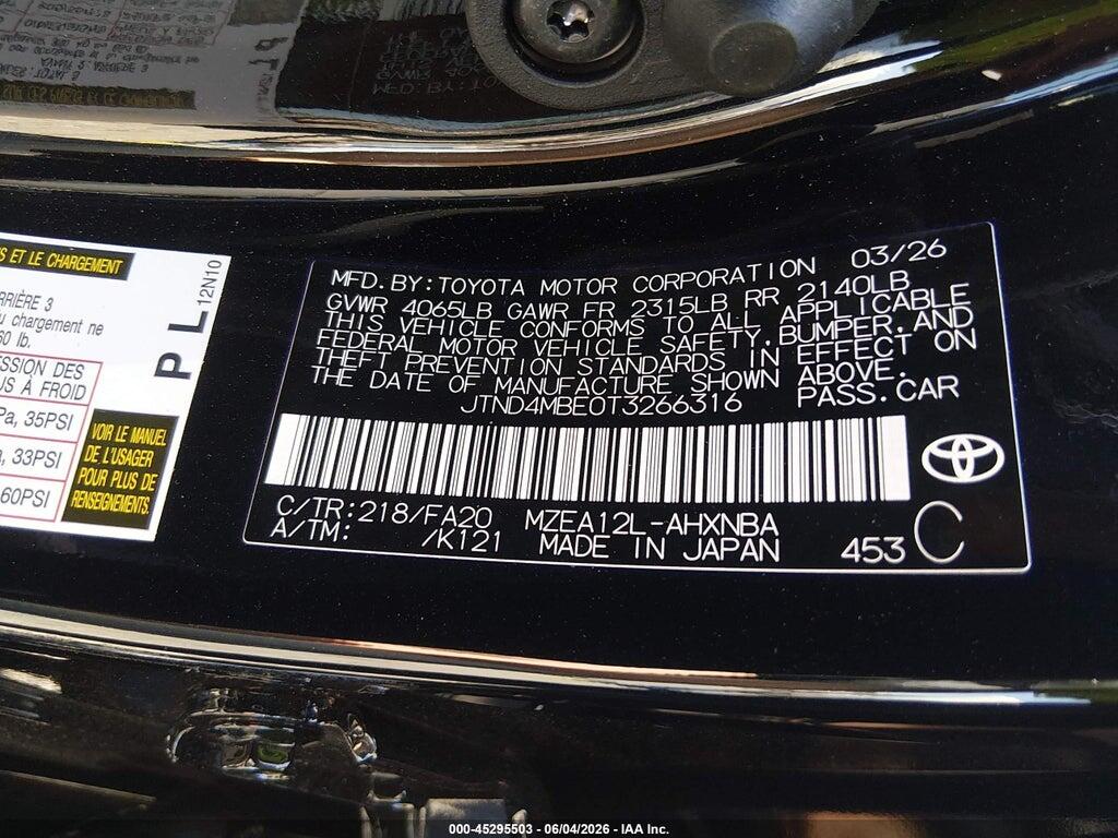 JTND4MBE0T3266316 2026 TOYOTA COROLLA photo no. 9