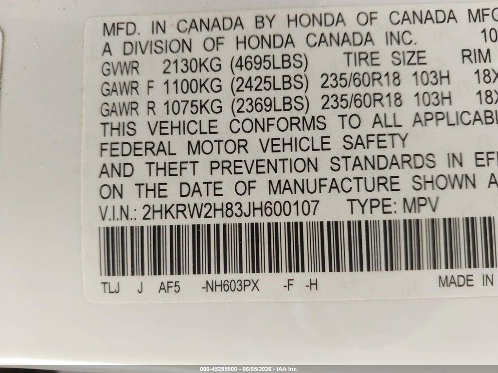 2HKRW2H83JH600107 2018 HONDA CR-V photo no. 9