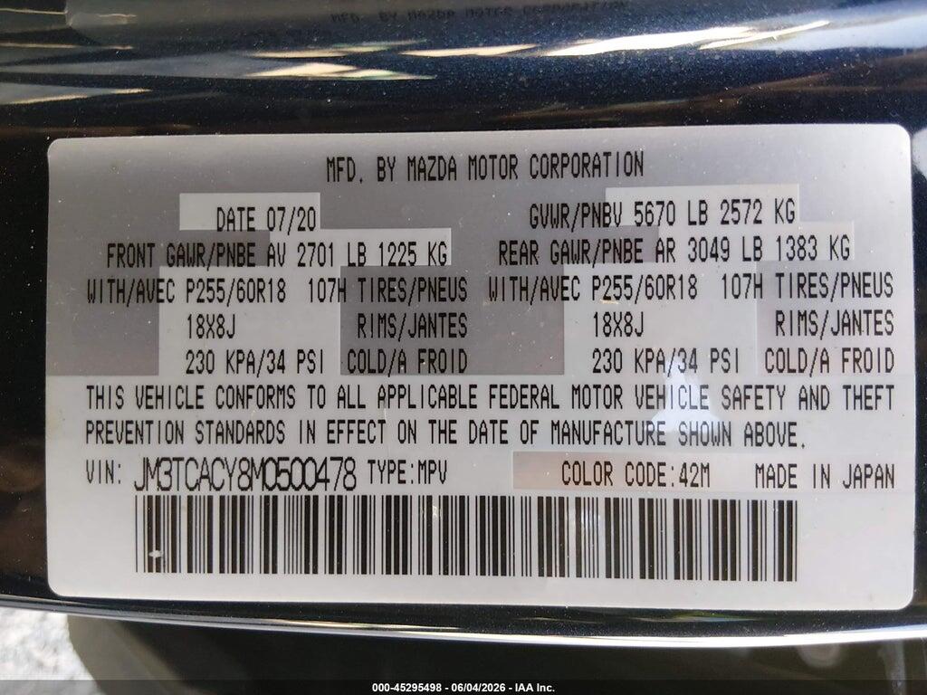 JM3TCACY8M0500478 2021 MAZDA CX-9 photo no. 9
