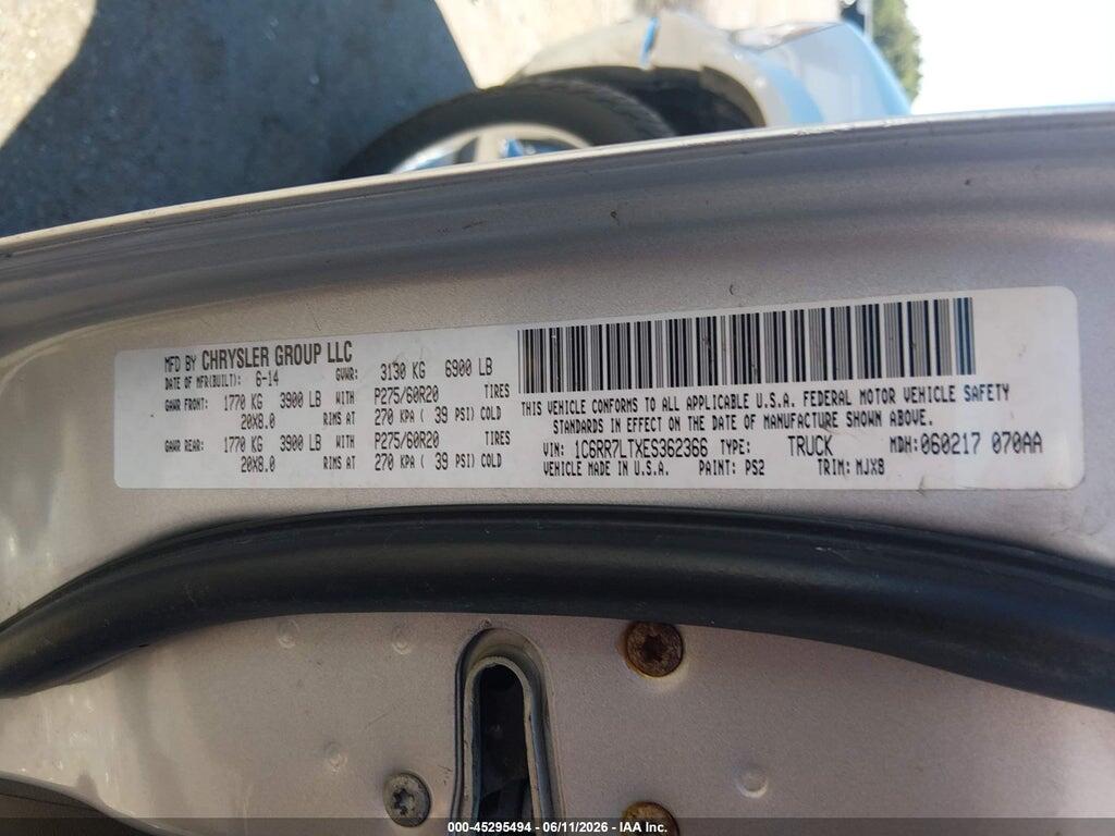 1C6RR7LTXES362366 2014 RAM 1500 photo no. 9