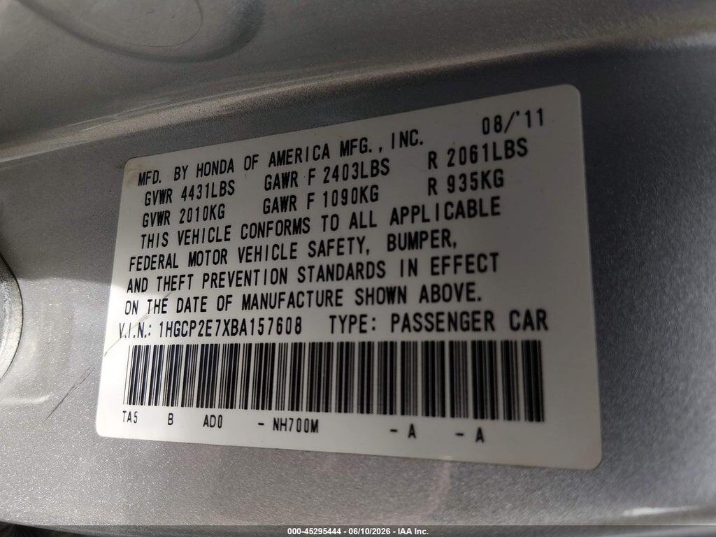 1HGCP2E7XBA157608 2011 HONDA ACCORD photo no. 9