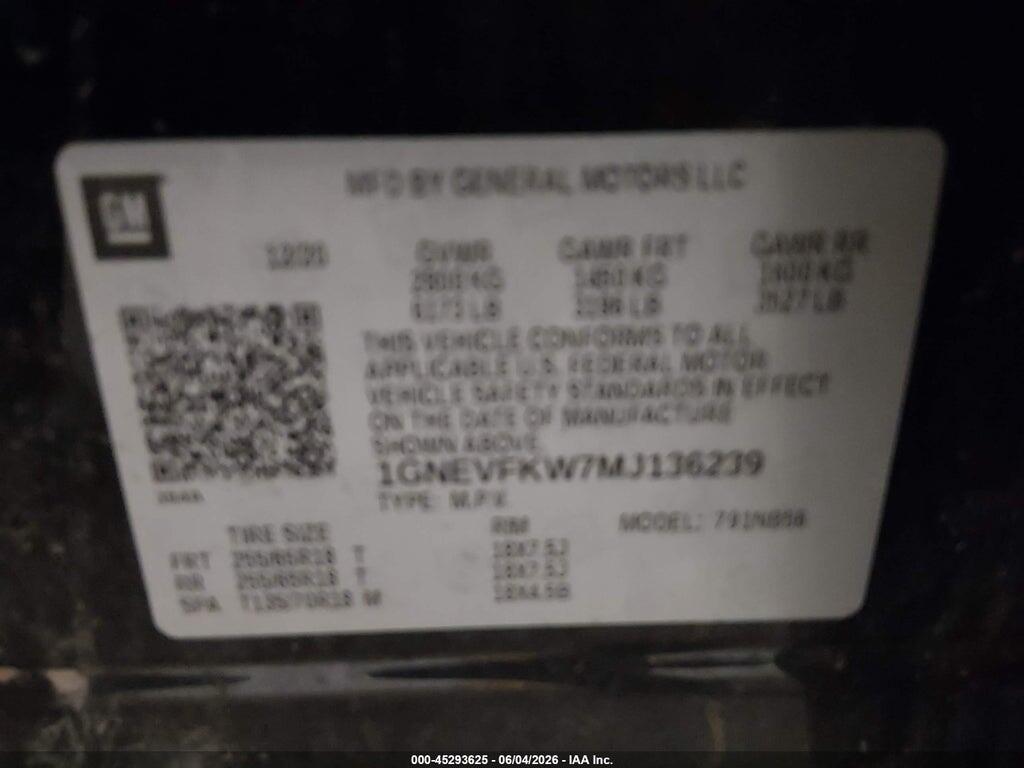 1GNEVFKW7MJ136239 2021 CHEVROLET TRAVERSE photo no. 9