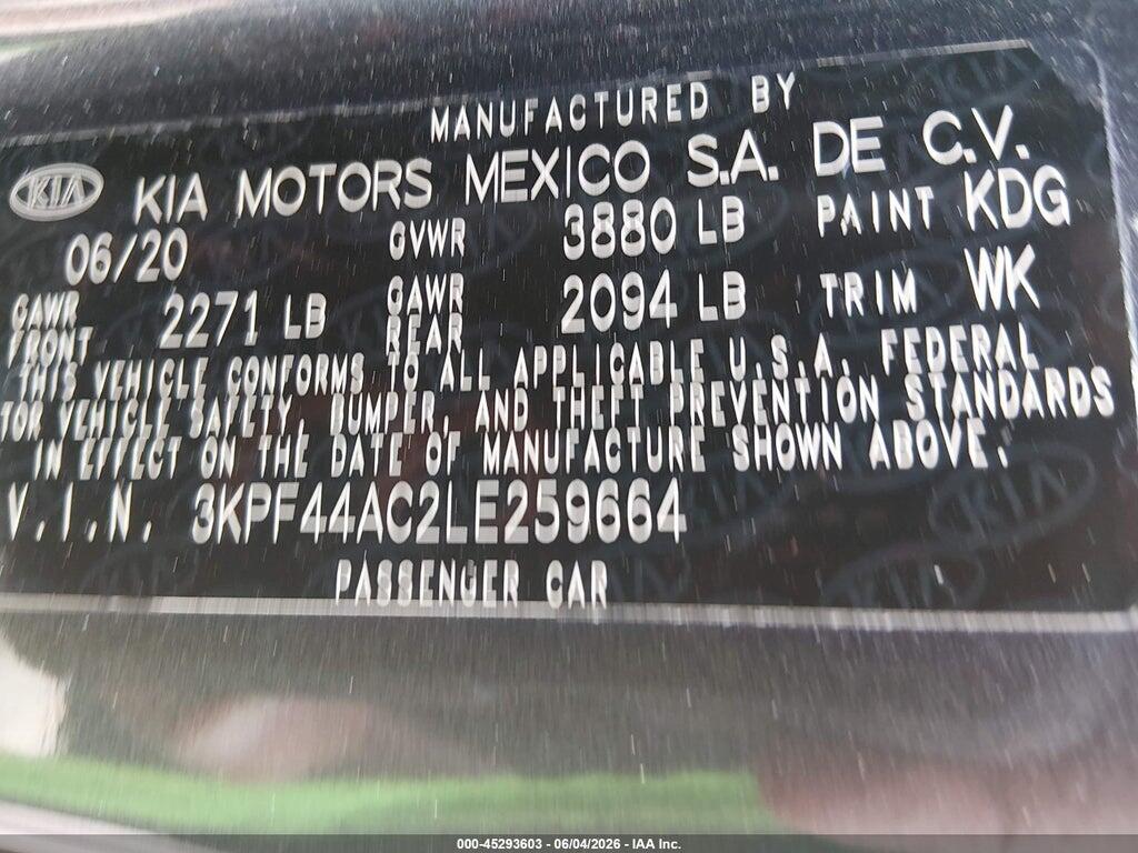 3KPF44AC2LE259664 2020 KIA FORTE photo no. 9