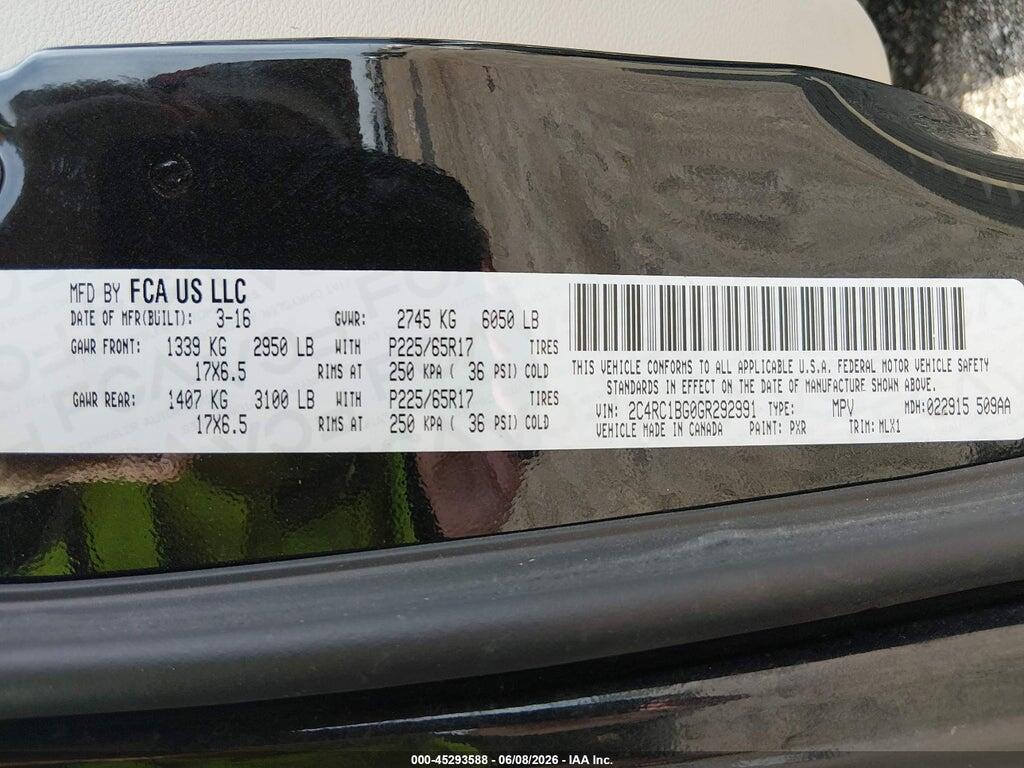 2C4RC1BG0GR292991 2016 CHRYSLER TOWN & COUNTRY photo no. 9