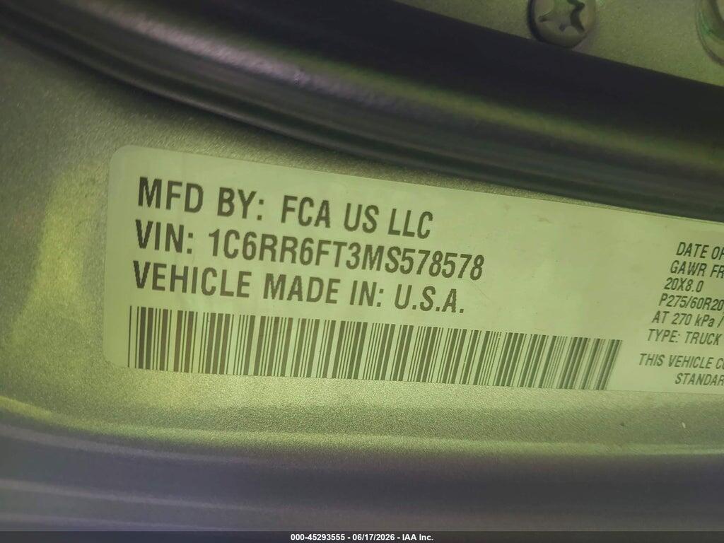 1C6RR6FT3MS578578 2021 RAM 1500 CLASSIC photo no. 9