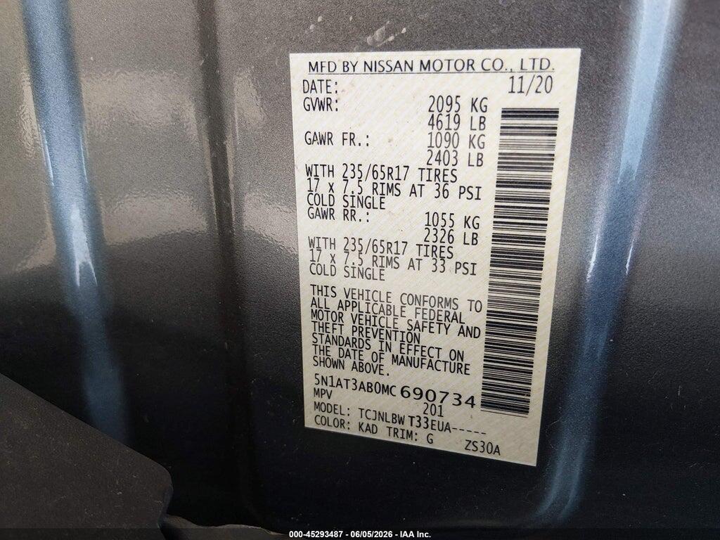 5N1AT3AB0MC690734 2021 NISSAN ROGUE photo no. 9