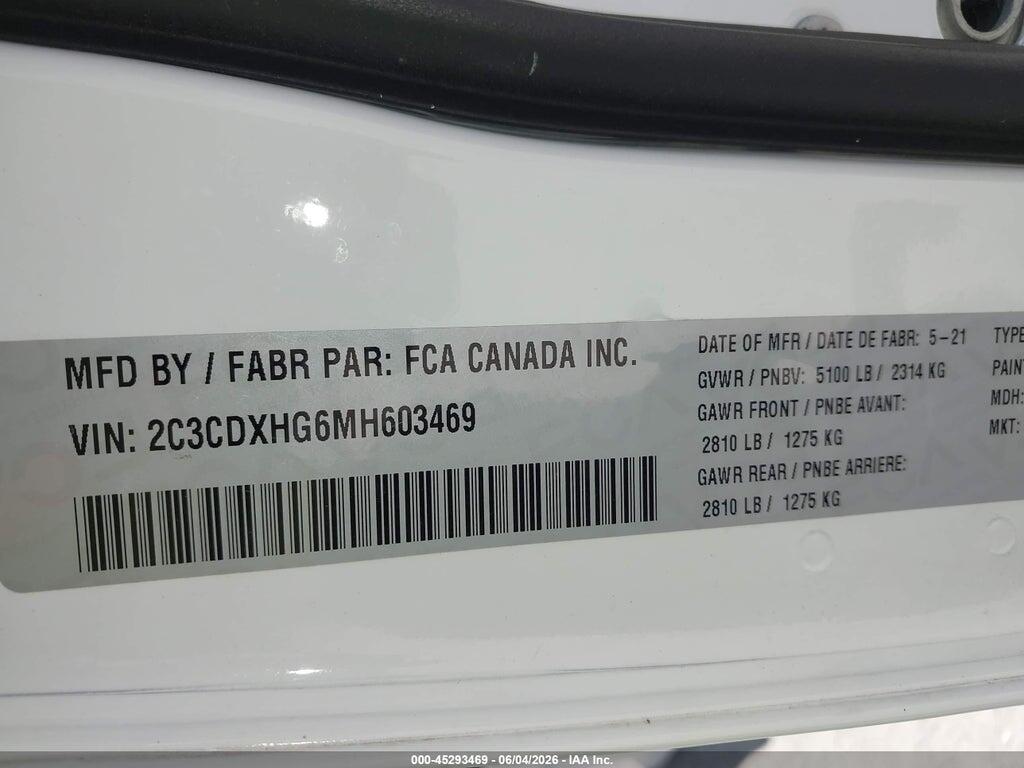 2C3CDXHG6MH603469 2021 DODGE CHARGER photo no. 9