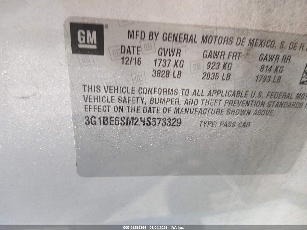 3G1BE6SM2HS573329 2017 CHEVROLET CRUZE photo no. 9