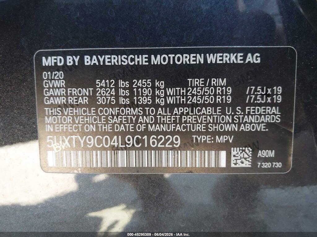 5UXTY9C04L9C16229 2020 BMW X3 photo no. 9