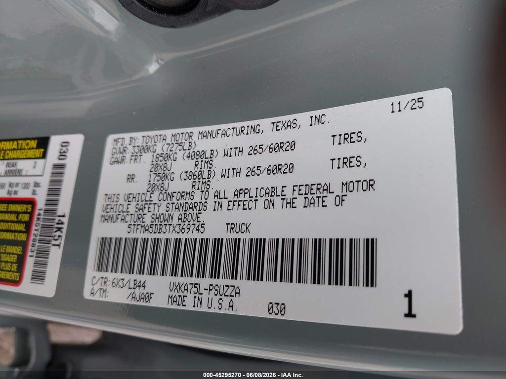 5TFMA5DB3TX369745 2026 TOYOTA TUNDRA photo no. 9