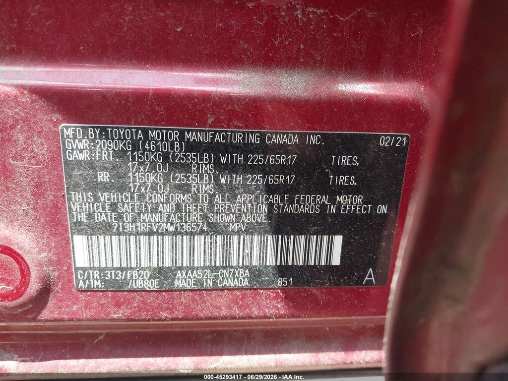 2T3H1RFV2MW136574 2021 TOYOTA RAV4 photo no. 9