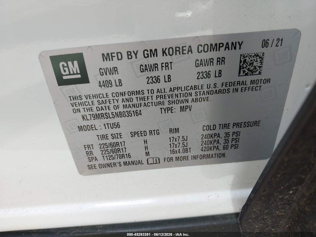 KL79MRSL5NB035164 2022 CHEVROLET TRAILBLAZER photo no. 9