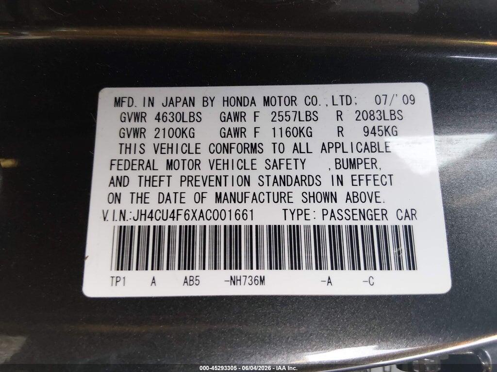 JH4CU4F6XAC001661 2010 ACURA TSX photo no. 9
