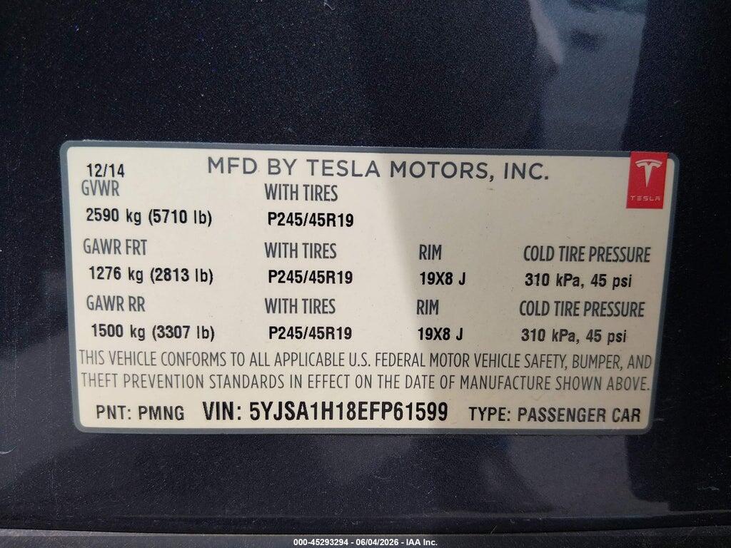 5YJSA1H18EFP61599 2014 TESLA MODEL S photo no. 9