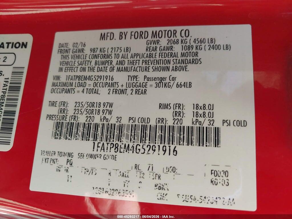 1FATP8EM4G5291916 2016 FORD MUSTANG photo no. 9